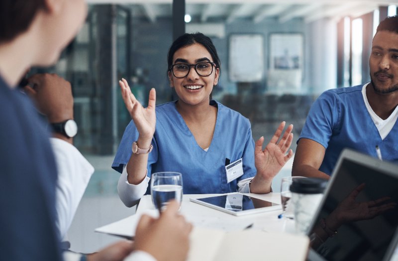 Hands mid-conversation during a discussion